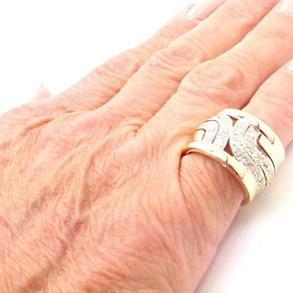 Authentic! Cartier 18k Yellow Gold Diamond Wide Band Ring Size 51 US 5 3/4 - Picture 11 of 11